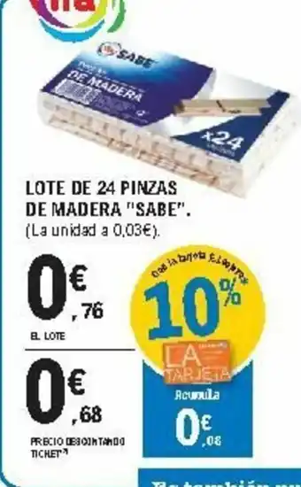 E.Leclerc Lote De 24 Pinzas de Madera oferta