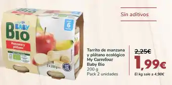Carrefour Tarrito de manzana y plátano ecológico My Carrefour Baby Bio 200g oferta