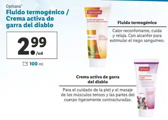 Lidl Optisana Fluido termogénico/ Crema activa de garra del diablo oferta