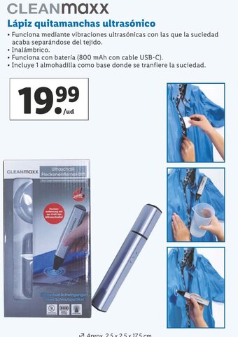 Lidl Cleanmaxx Lápiz quitamanchas ultrasónico oferta
