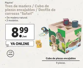 Lidl Playtive Tren de madera/ Cubo de piezas encajables/ Desfile de carrozas "Safari" oferta