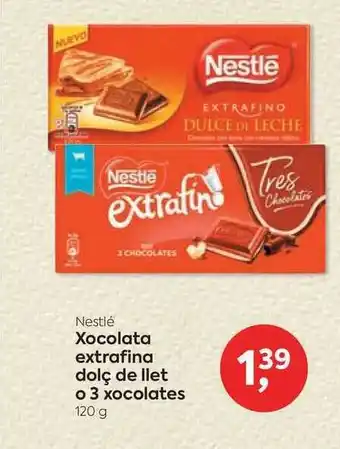 Suma Supermercados Nestlé Xocolata Extrafina Dolç De Llet O 3 Xocolates 120g oferta