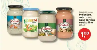 Suma Supermercados Calvé Ligeresa Maionesa Salsa Rosa Salsa Tàrtara O Salsa Fina 225ml oferta