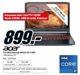 MediaMarkt Acer Portátil Gaming AN515-56-73N3 oferta