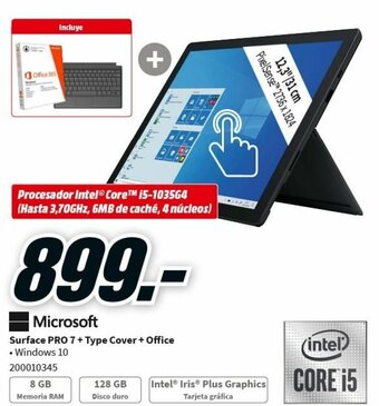 MediaMarkt Microsoft Surface Pro 7 + Type cover+Office oferta