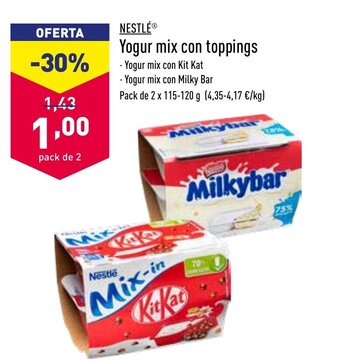 ALDI Nestlé Yogur mix con toppings oferta