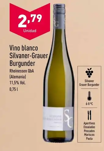 ALDI Vino Blanco Silvaner Grauer Burgunder 0,75l oferta