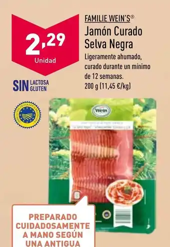 ALDI Jamón Curado Selva Negra 200g oferta