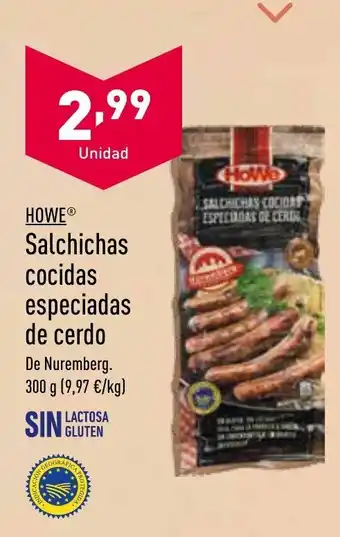 ALDI Howe Salchichas cocidas especiadas de cerdo 300g oferta