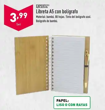 ALDI Expertiz Libreta A5 con boligrafo oferta