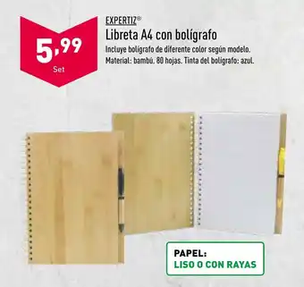 ALDI Expertiz Libreta A4 con boligrafo oferta