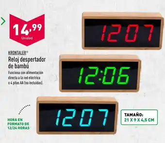 ALDI Krontaler Reloj despertador de bambú oferta