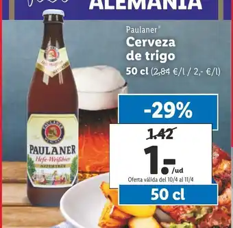 Lidl Paulaner Cerveza de trigo 50 cl oferta