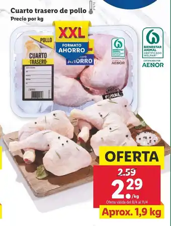Lidl Cuarto trasero de pollo, Aprox. 1,9 kg oferta