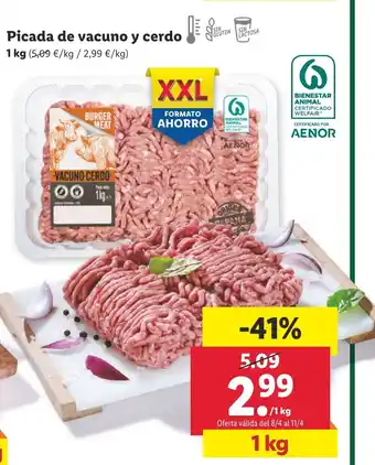 Lidl Picada de vacuno y cerdo 1 kg oferta