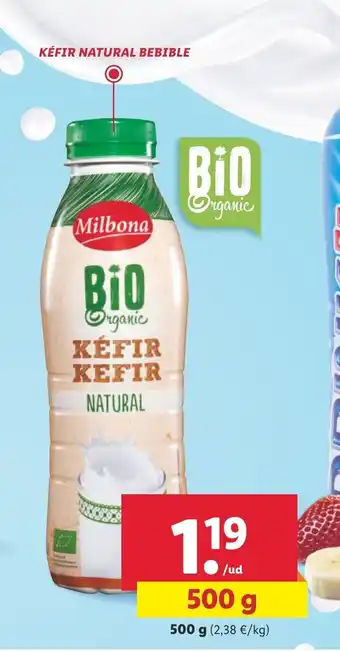 Lidl Milbona Kéfir Natural Bebible 500 g oferta