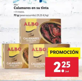Lidl Albo Calamares en su tinta 72 g oferta