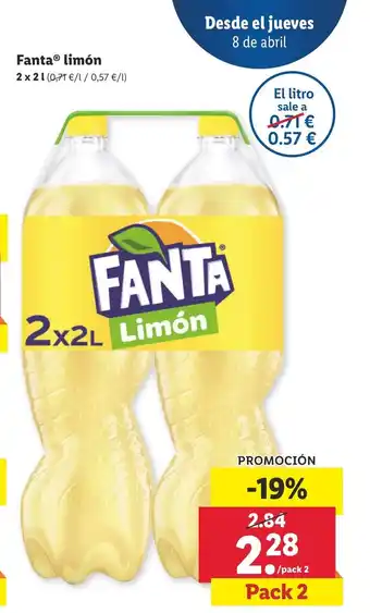 Lidl Fanta limón 2 x 2 L oferta