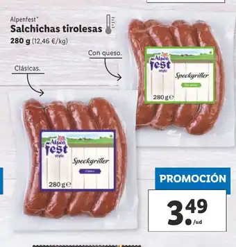 Lidl Alpenfest Salchichas tirolesas 280 g oferta