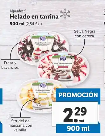 Lidl Alpenfest Helado en tarrina 900 ml oferta