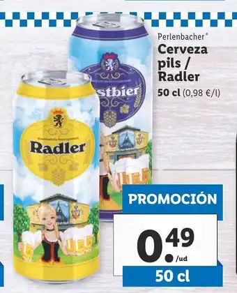 Lidl Perlenbacher Cerveza pils / Radler 50 cl oferta