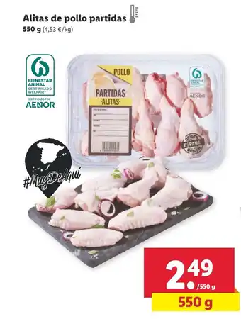 Lidl Alitas de pollo partidas 550 g oferta