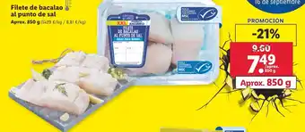 Lidl Filete de bacalao al punto de sal 850g oferta
