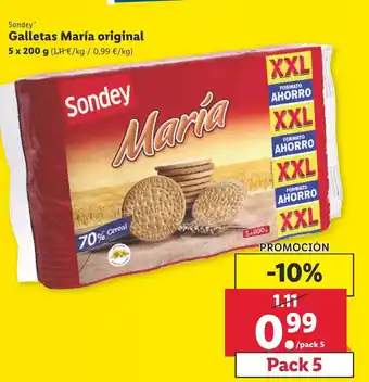 Lidl Galletas Maria original 5 x 200g oferta