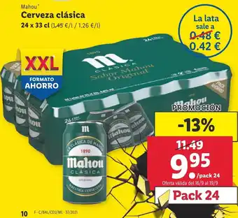 Lidl Mahou Cerveza clásica 24 x 33cl oferta