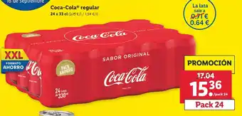 Lidl Coca Cola regular 24x33cl oferta