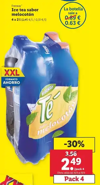Lidl Ice Tea sabor melocotón 4 x 2l oferta