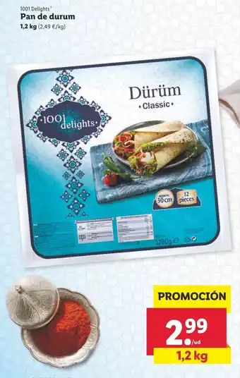 Lidl 1001 Delights Pan de durum 1,2 kg oferta