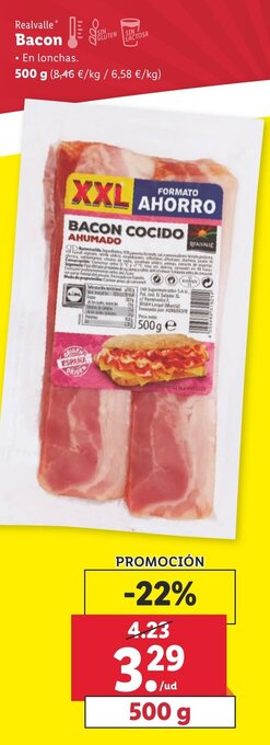 Lidl Realvalle Bacon 500g oferta