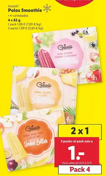 Lidl Gelatelli Polos Smoothie 4 x 63g oferta