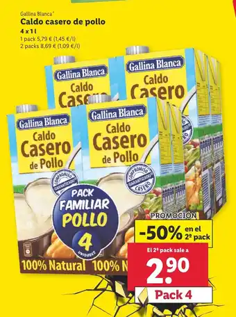 Lidl Caldo Casero de pollo 4x1l oferta