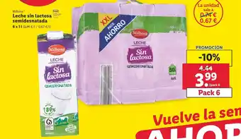 Lidl Milbona Leche sin lactosa semidesnatada 6 x 1l oferta