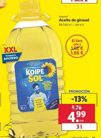 Lidl Aceite de girasol 3l oferta