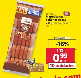 Lidl Napolitanas rellenas cacao 400g oferta
