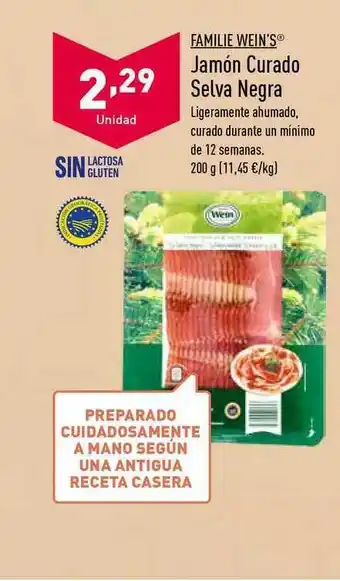 ALDI Familie Wein's® Jamón Curado Selva Negra 200g oferta