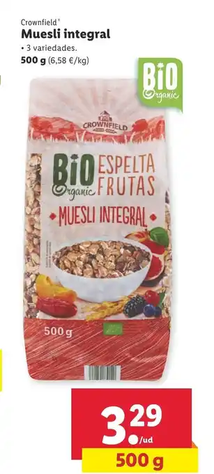 Lidl Crownfield Muesli integral 500 g oferta