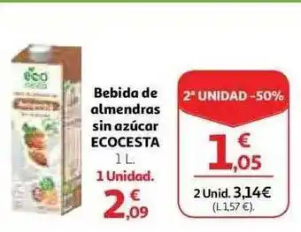 Alcampo 2a Unidad -50% Bebida De Almendras Sin Azúcar Ecocesta oferta