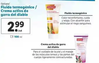 Lidl Optisana Fluido Termogénico O Crema Activa De Garra Del Diablo oferta