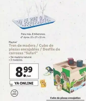 Lidl Playtive Tren De Madera, Cubo De Piezas Encajables Ou Desfile De Carrozas „safari” oferta
