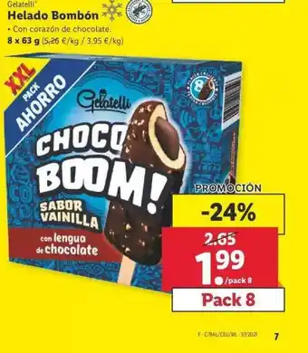 Lidl Gelatelli Helado Bombón 8 x 63g oferta