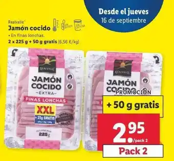 Lidl Realvalle Jamón Cocido 2 x 225g oferta