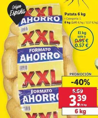 Lidl Patata 6 Kg oferta