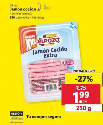 Lidl El Pozo Jamón Cocido 250g oferta