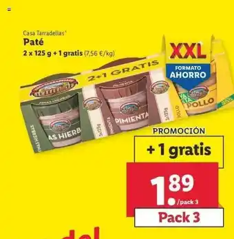 Lidl Casa Tarradellas Paté 2 x 125g oferta