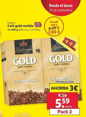 Lidl Bellarom Café Gold Molido 2 x 500g oferta