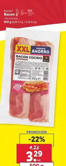 Lidl Realvalle Bacon 500g oferta